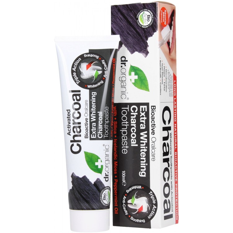 Dr organic, dentifrice au charbon 100ml